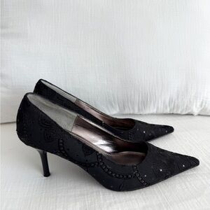 Steve Madden P-Clara Black Embroiled High Heels